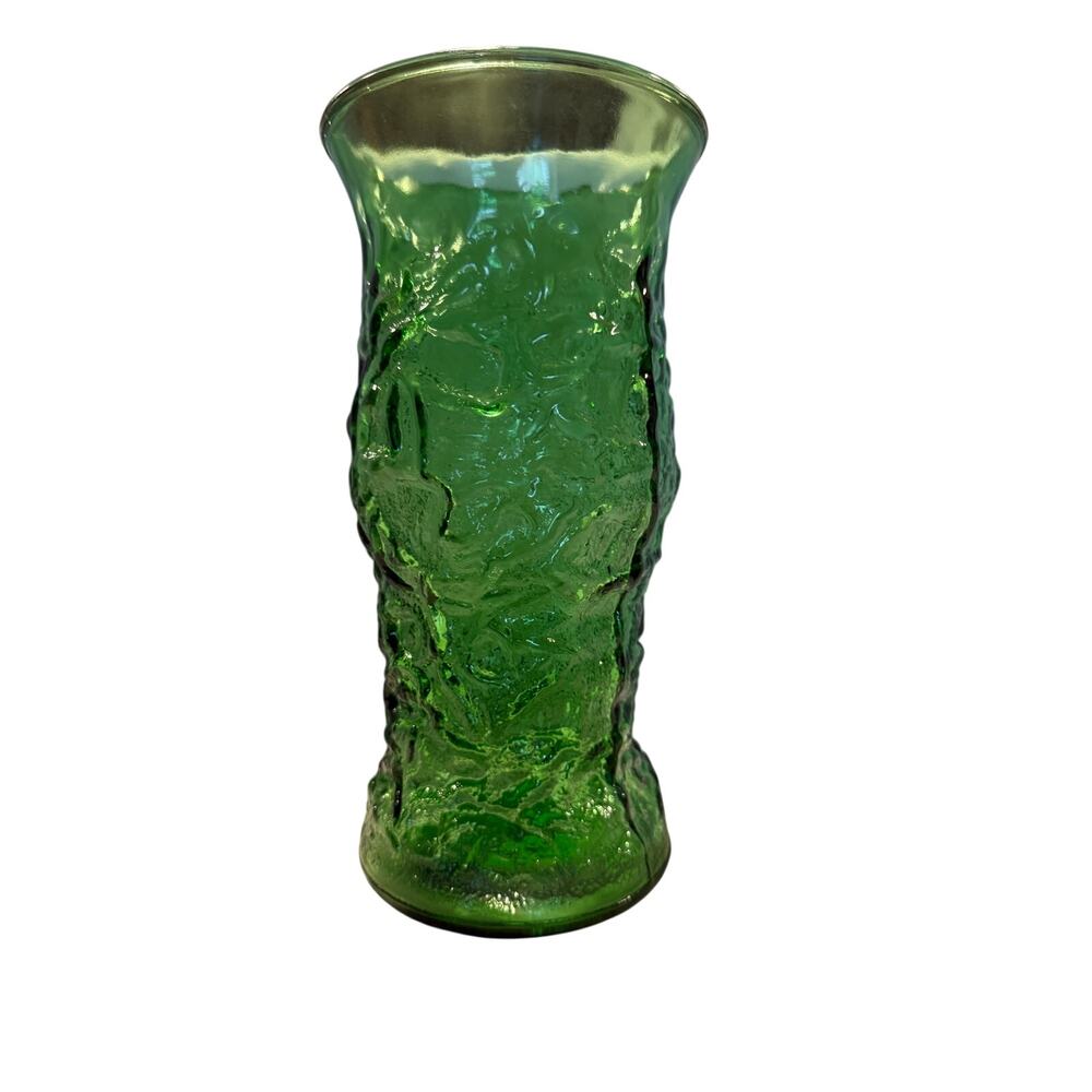 Cleveland O. Glass Co. Green Crinkle/Driftwood Textured Glass Vase